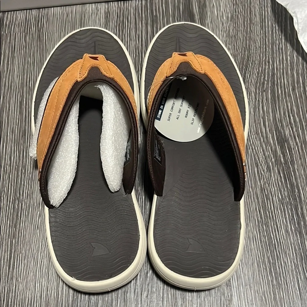 Comfortable Brown and Black Thong Sandals with Platform Sole